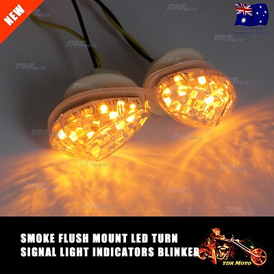 #ad 2x Motorcycle Clear Flush Mount Turn Signal Light Blinker 15LED For Honda Bike AU $16.95