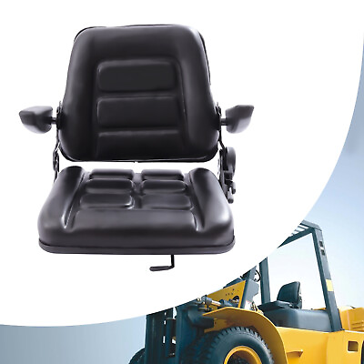 #ad Universal Forklift Seat PVC Truck Mower Tractor Seat Backrest Armrest Adjustable $107.34