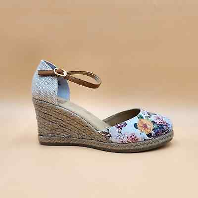#ad White Mountain Women White Floral Mamba Espadrille Wedge Sandals Size US 7.5 $34.50