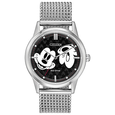 #ad #ad Citizen Men#x27;s Eco Drive Mickey Mouse Stainless Steel Mesh Watch 40MM FE7060 56W $76.99