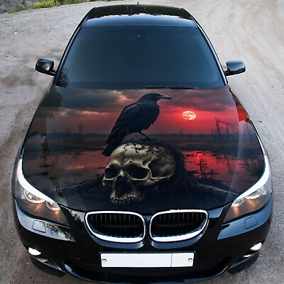 #ad Crow Skull Car Hood Wrap Decal Vinyl Sticker Full Color Graphic Fit Any Car $90.00