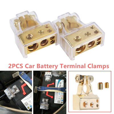 #ad 2pcs 0 4 8 Awg Gauge Car Positive Negative Battery Terminal Clamp Connector $12.79