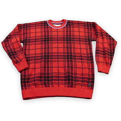 #ad Aztech Mountain Women#x27;s Wool Sweater XS Red Black Buffalo Check Oversized *READ* $115.20