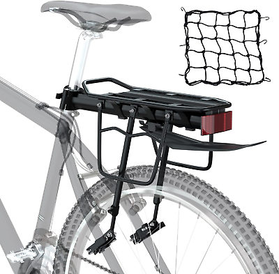 #ad Bike Cargo Rack W Fender amp; Bungee Cargo Net amp; Reflective LogoQuick Release Moun $53.35