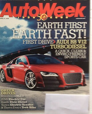AutoWeek Magazine April 21 2008 Green Car Issue Audi R8 Chevy Volt Trek Bike $12.89