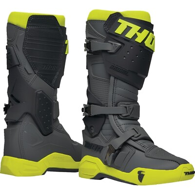 #ad #ad Thor Radial Offroad Dirt Bike Riding Boots Gray Flo Yellow $249.95