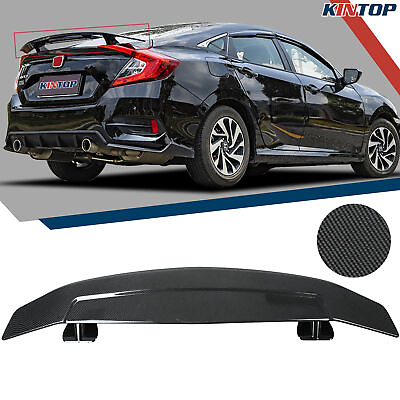 52.3quot; Universal Car Rear Trunk Spoiler Wing Carbon Fiber Sport Style W Adhesive $71.99