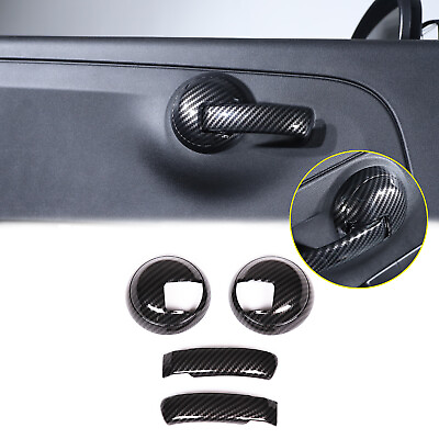 #ad ABS Carbon Interior Door Grab Handle Trim Accessories Cover For Fiat 500 10 2023 $31.99