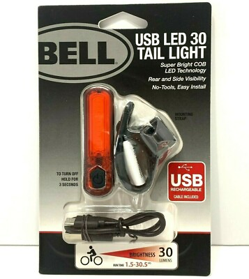 #ad Bell LED 30 USB Rechargeable Bicycle Bike Tail Light Steady Flash Mode New $10.79