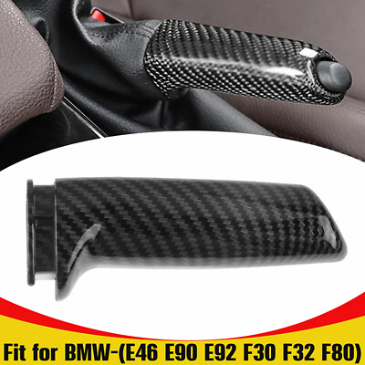 Front Handbrake Brake Handle Cover Carbon Fiber Look For BMW E46 E60 E90 E92 F30 $14.99