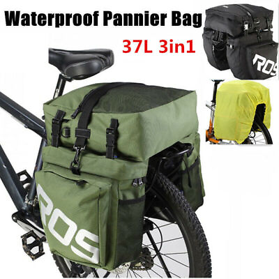 #ad Roswheel 37L Waterproof 3 in 1 Cycling Bicycle Rear Rack Bike Pannier Seat Bag $65.59