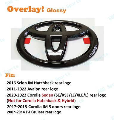 #ad 1PC Gloss Black Toyota Logo OVERLAY emblem for Scion Avalon Corolla FJ Cruiser $29.80