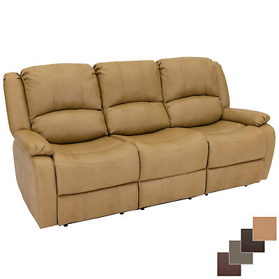 RecPro Charles 80quot; Triple RV Zero Wall Recliner Sofa With Drop Console Toffee $1569.95