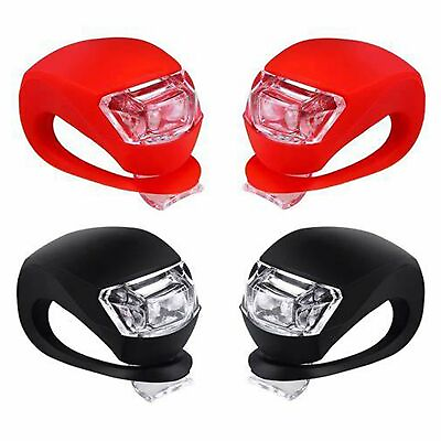 #ad 4 Pcs Silicone Bicycle Bike Cycle Safety LED Head Front amp; Rear Tail Light Set $6.50