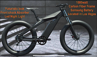 #ad #ad 26quot; TRUE 1000W Electric E Bike Fat Tire CARBON FIBER Bicycle Li Battery $1999.00