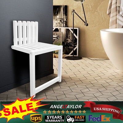#ad Folding Bath Seat Bench Shower Chair Wall Mount Solid Wood Chair entryway Chair $61.85