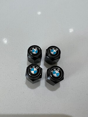 #ad #ad 1 Set of 4 Pieces Black BMW Valve Stem Caps US Same Day Fast Shipping $12.99