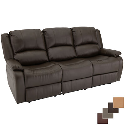 RecPro Charles 80quot; Triple RV Zero Wall Recliner Sofa with Drop Console Chestnut $1569.95