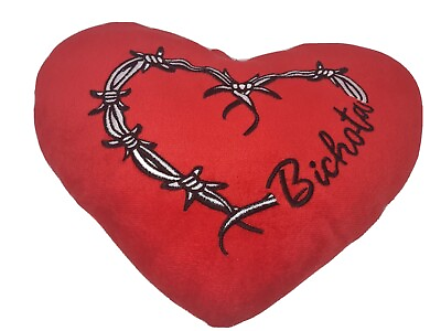 #ad Karol G Plush Heart Red Bichota Cute Heart Tattoo Soft Strip Love Tour Girls $12.99