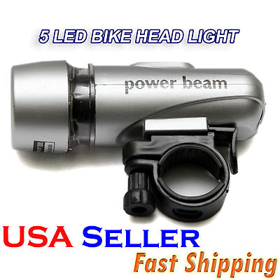 #ad #ad 5 LED BIKE HEAD LIGHT WATERPROOF 2 LIGHTING MODES RELEASABLE BRACKET SILVER AD 4 $49.99