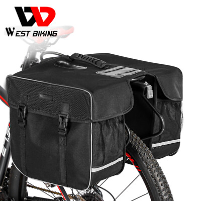 #ad WEST BIKING Waterproof Bike Double Panniers Bag Bicycle Rear Rack Pack Trunk Bag $42.27