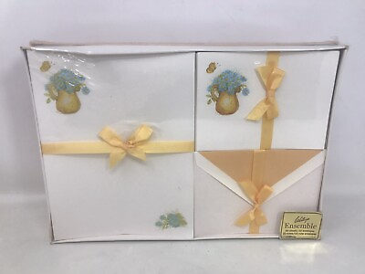 #ad VTG WHITINGS ENSEMBLE BOXED STATIONARY SET FLORAL BUTTERFLY SEALED $26.21
