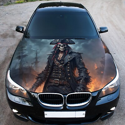 #ad Captain Pirate Skull Car Hood Wrap Decal Vinyl Sticker Color Graphic Fit Any Car $90.00