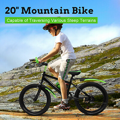 #ad 20quot; Kids Mountain Bike w Double Disc Brake 7 Speed Child City Bike Carbon Steel $102.00