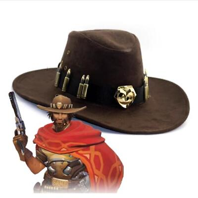 #ad Anime Game Overwatch OW Jesse·Mccree Cowboy Hat Cosplay Cool Accessories Brown $30.58
