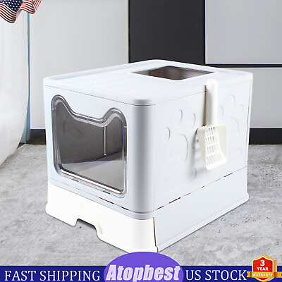 #ad Enclosed Extra Giant Cat Litter Box Self Cleaning Kitty Toilet House with Filter $40.90