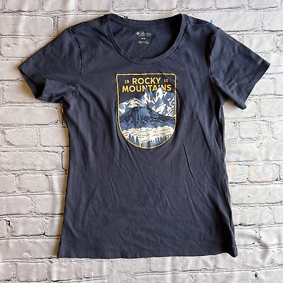 #ad Columbia Rocky Mountain Women’s T shirt Blue Medium $7.09
