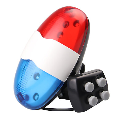 #ad LED Bicycle Light Police Car Electric Siren Horn Bell Bike 4 Sounds Trumpet $11.54