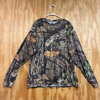 #ad Mossy Oak Men#x27;s Long Sleeve Crew Neck Pullover Shirt Camouflage Size 2XL $6.49