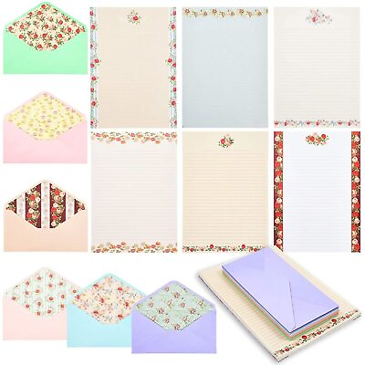 #ad 60 Sheets Vintage Floral Stationary with 30 Envelopes Letter Writing Paper f... $24.92