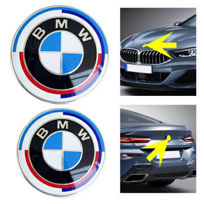 #ad 2PCS For BMW 50th Anniversary Front Hood amp; Rear 82mm amp; 74mm Trunk Badge Emblem $8.99