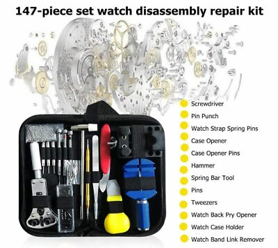 #ad #ad 147 pcs Watch Repair Kit Watchmaker Back Case Remover Opener Link Pin Spring Bar $15.99
