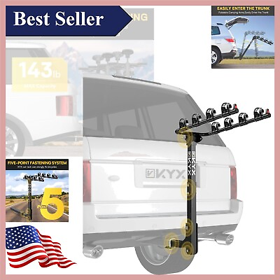 #ad Sturdy 4 Bike Hitch Mount Rack for SUVs and RVs Heavy Duty Steel Construction $103.95