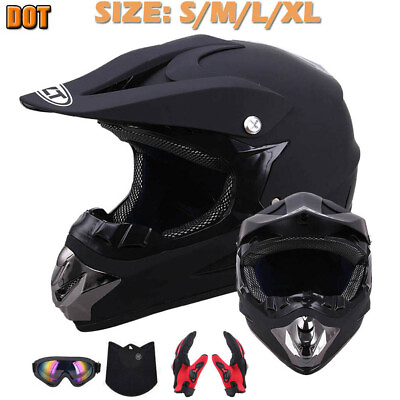 #ad #ad DOT Motorcycle Adult Helmet Goggles Gloves Motocross MX ATV Dirt Bike Off Road $44.64