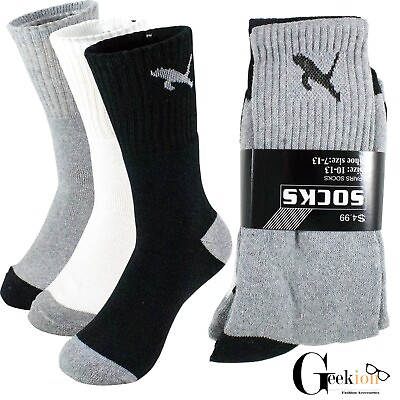 #ad 3 12 Pairs Mens Athletic Sports Cotton Comfort Work Crew Socks Size 9 11 10 13 $17.99