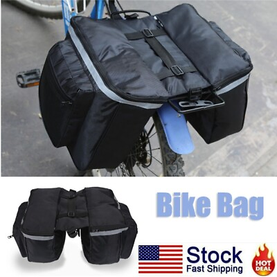 #ad 25L Bike Storage Pannier Pouch Cycling Bicycle Rear Rack Seat Trunk Saddle Bag $16.35