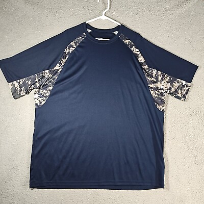 #ad #ad Badger Sports Men#x27;s T Shirt 3XL Blue Camouflage Activewear Casual Sports $13.00
