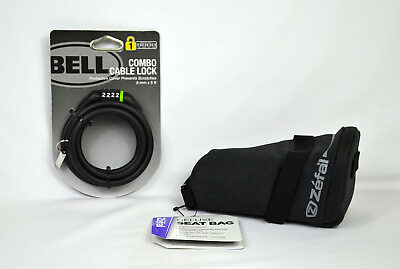 #ad Combo Bell Cable Bicycle Bike Lock Secure 4 Digit Combination amp; Under Seat Bag $15.99