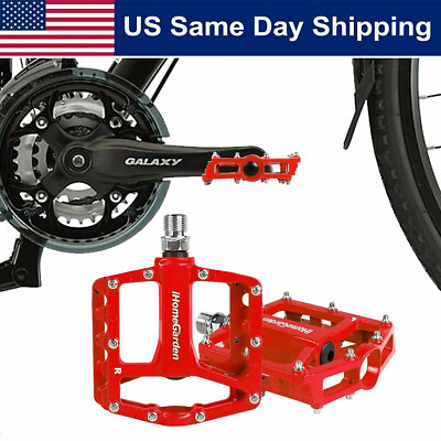 #ad 2PCS Aluminum Alloy Bike Pedals Red Bicycle Pedal Mountain Road Bike Accessories $16.86