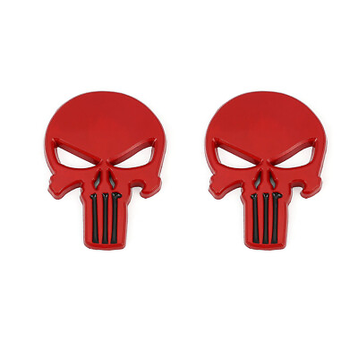 #ad Pair 3D Red Punisher Metal Emblem Skeleton Skull Sticker Car Bike Truck Motor $8.99