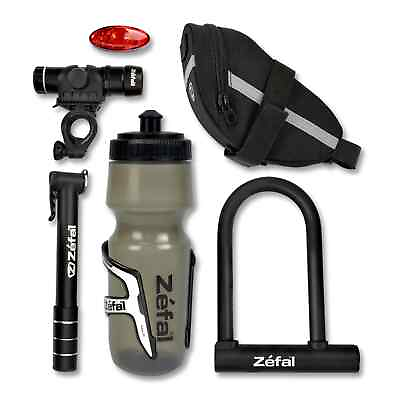 Zefal Premium Bike Accessories 7 Piece Set Bag Lock Water BottleCage Pump Light $31.95