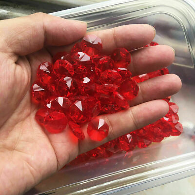#ad #ad Chandelier Part Lamp Decor DIY Hanging 50Pc Ruby Red Glass CRYSTAL Octagon Bead $7.90