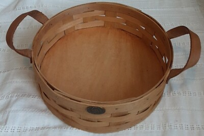 #ad Peterboro Basket Company Round 12quot; With Leather Handles Rustic Farm Artisan USA $45.00