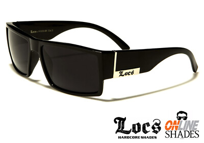 #ad #ad LOCS Outlaw Biker Shades OG Cholo Gangster Men#x27;s BLACK Sunglasses Dark Lens NEW $9.95