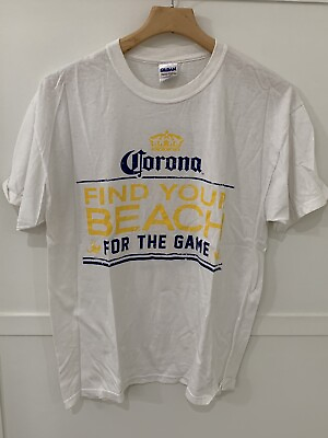 #ad Corona Find Your Beach For The Game Tshirt Sz L Double Sided EUC $16.76