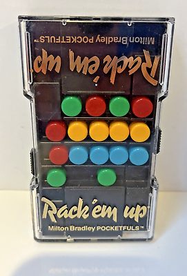 #ad Vintage Rack #x27;em Up Game Pocketfuls Milton Bradley 1987 handheld puzzle game $12.95